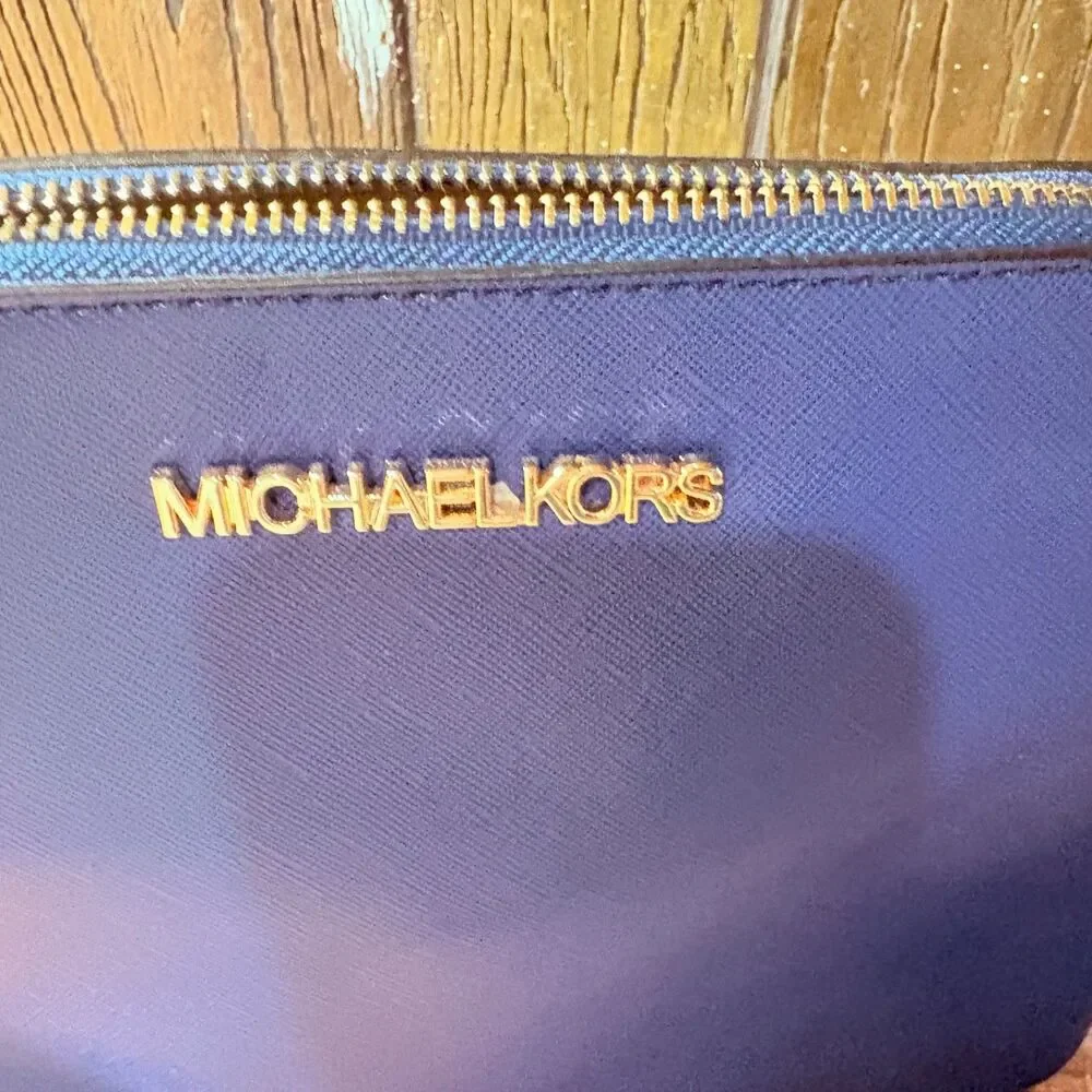 Michael Kors Cindy Crossbody Bag Blue Saffiano Leather Shoulder Purse